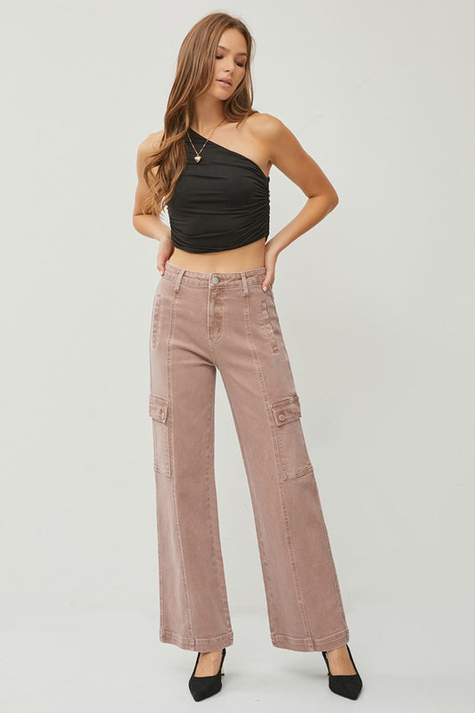 High Rise Wide Leg Cargo Jeans