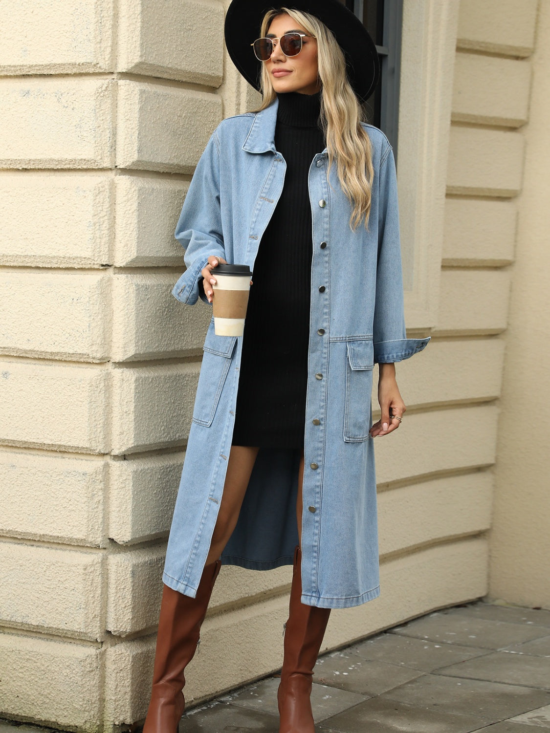 Button Down Collared Denim Jacket