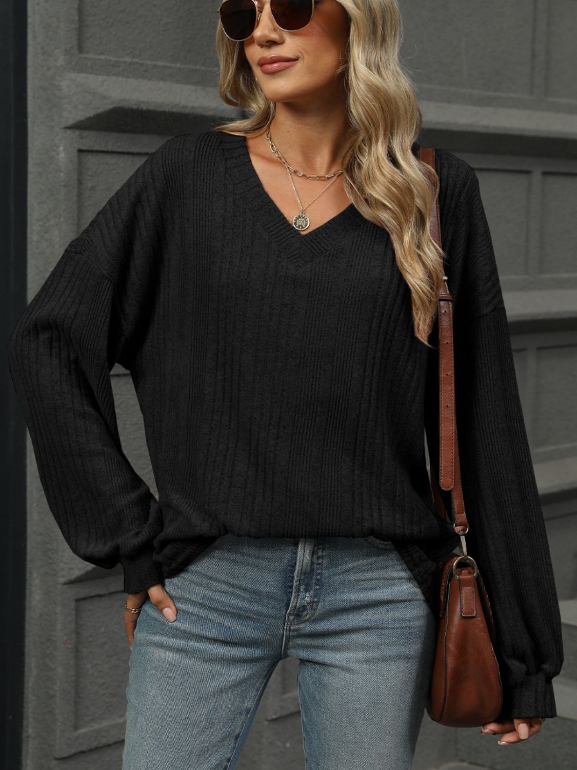 V Neck Long Sleeve Shirt