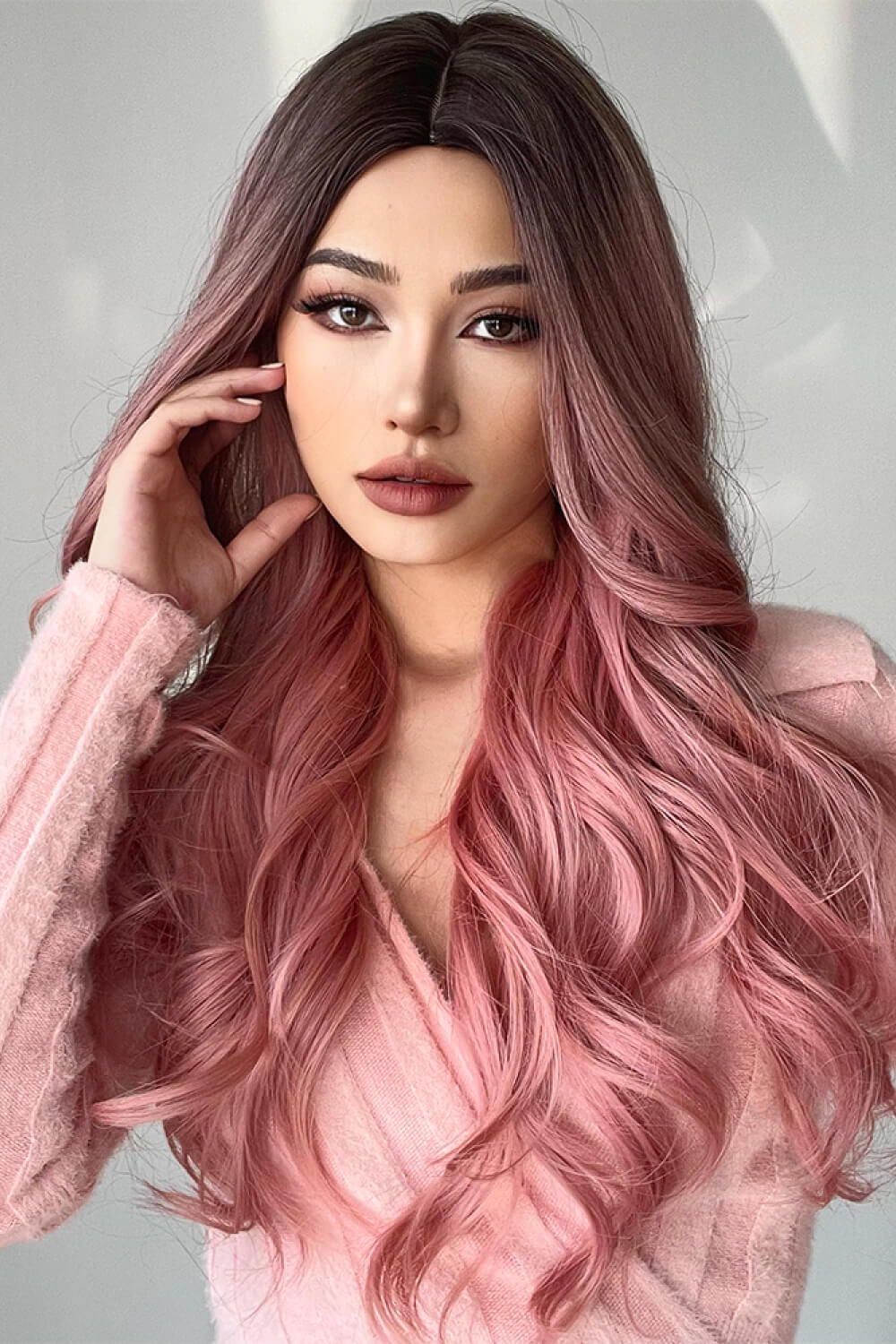 Wave Synthetic Long Wigs in Pink 26''