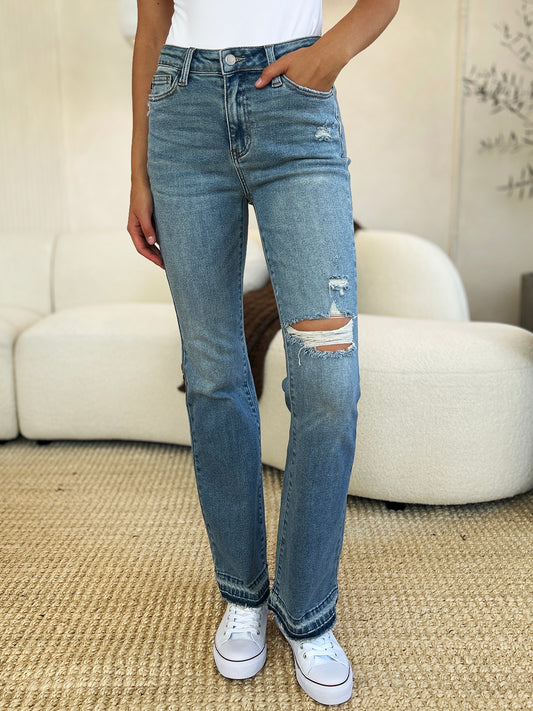 Judy Blue Mid Rise Destroyed Hem Jeans