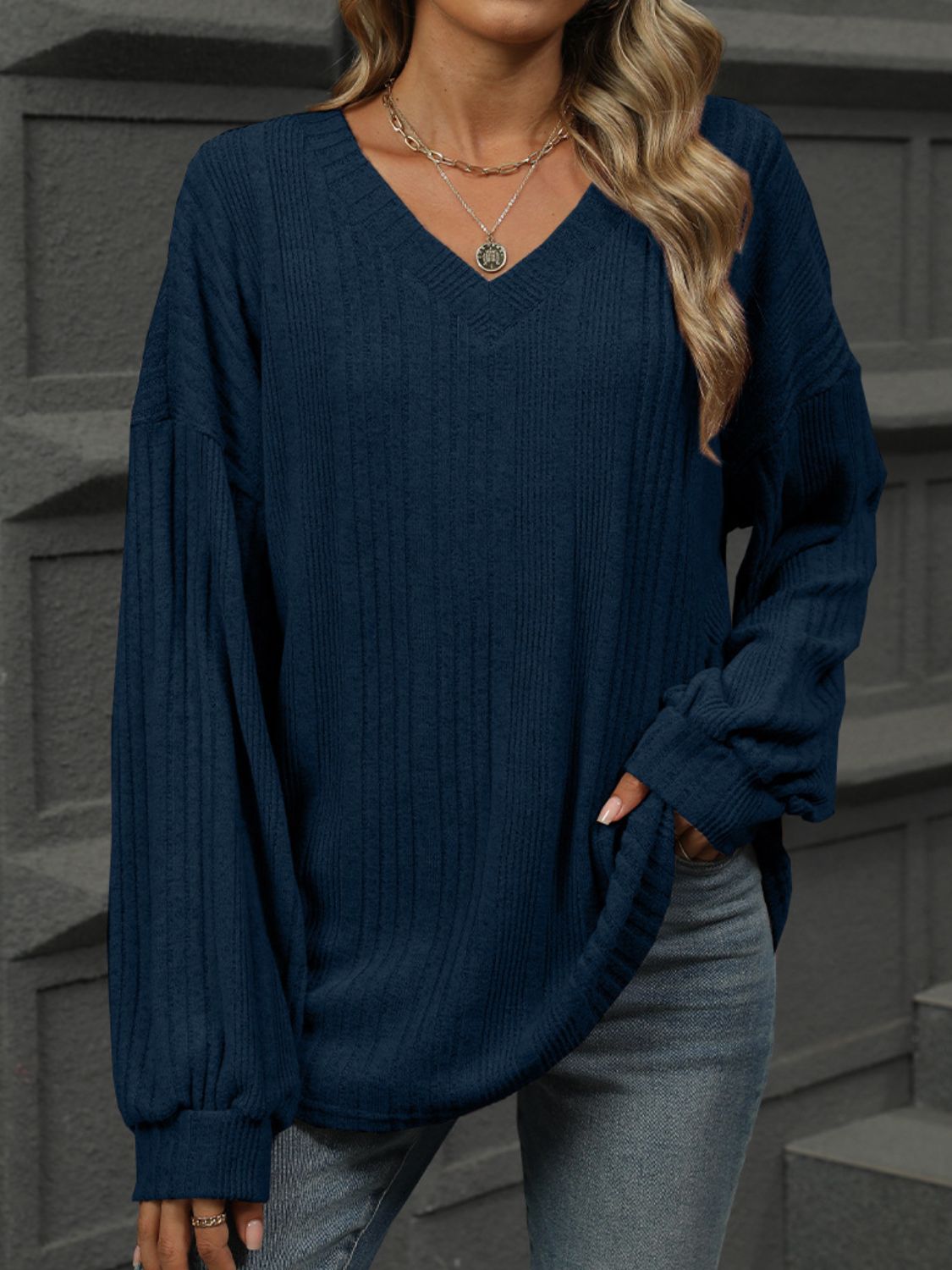 V Neck Long Sleeve Shirt