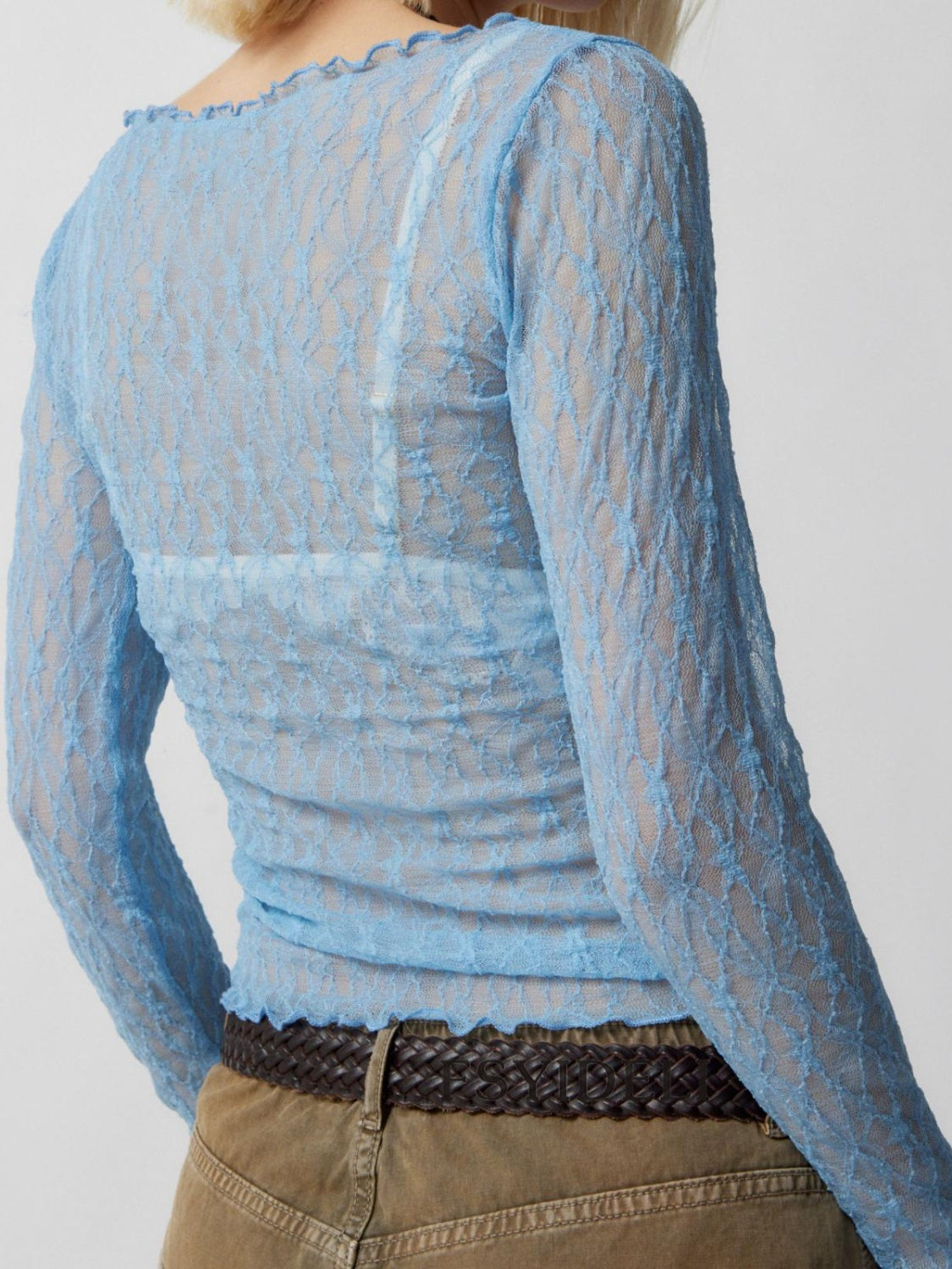 Lace Boat Neck Long Sleeve Shirt