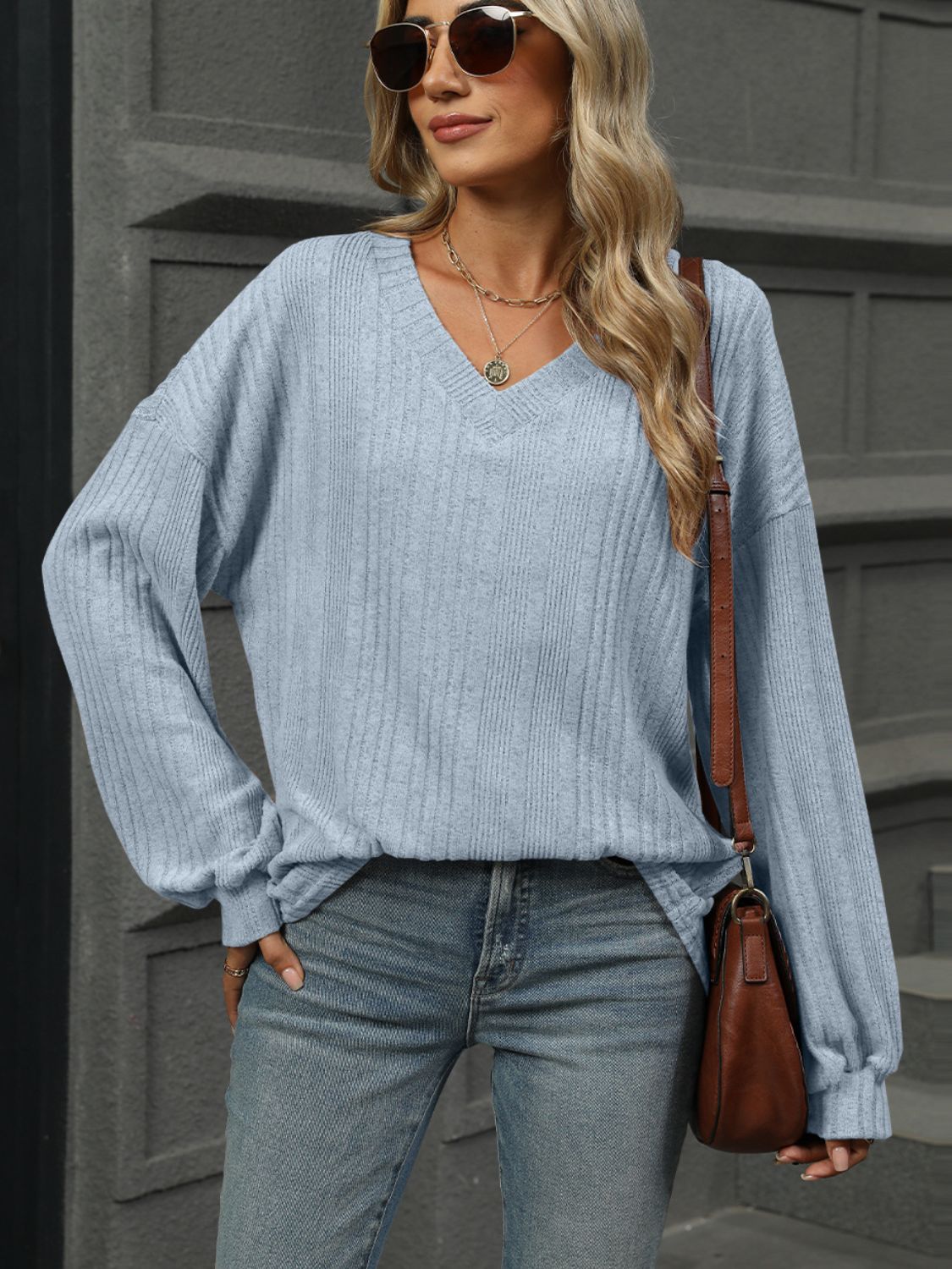 V Neck Long Sleeve Shirt