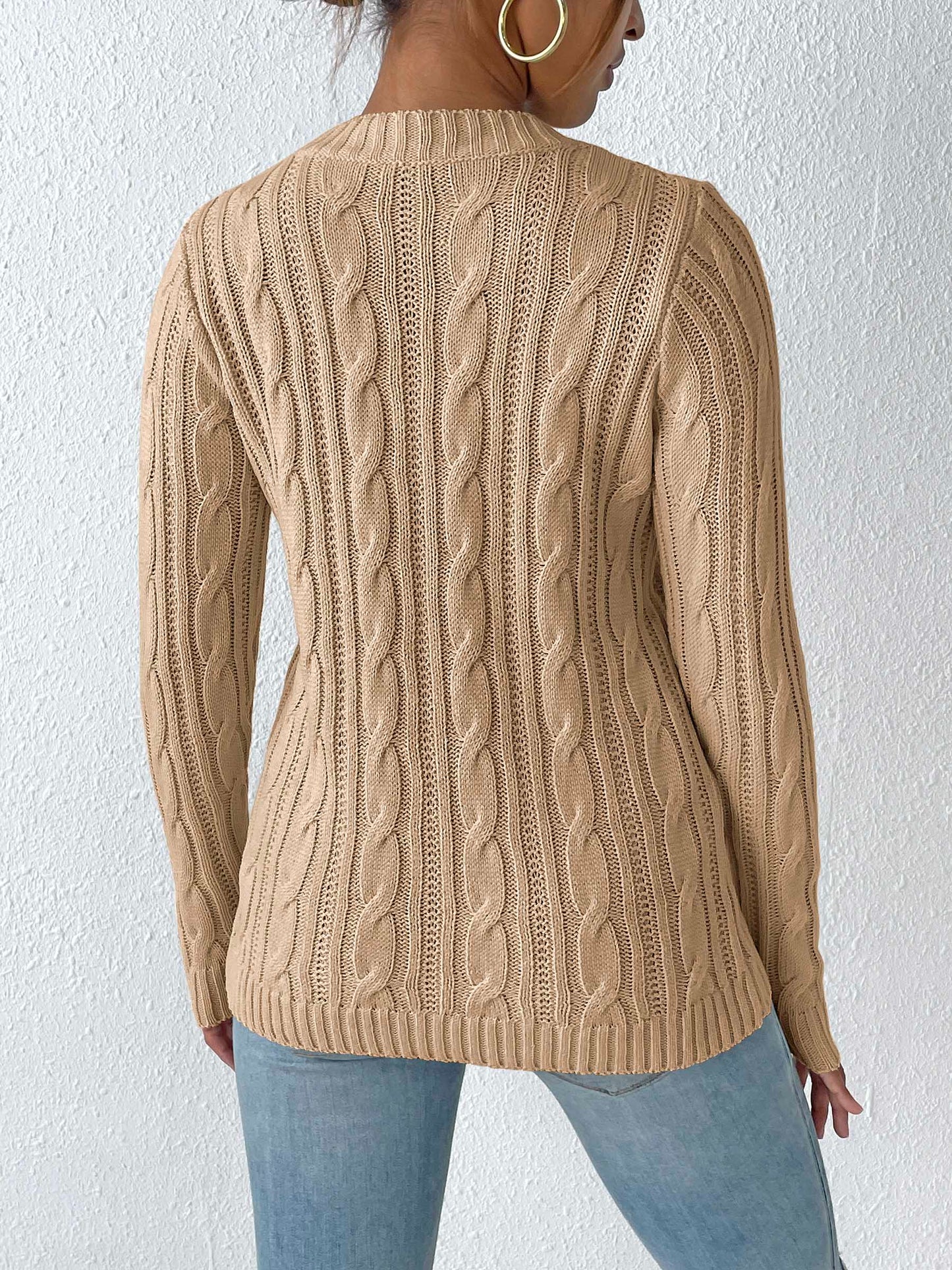 Cable Knit Round Neck Sweater