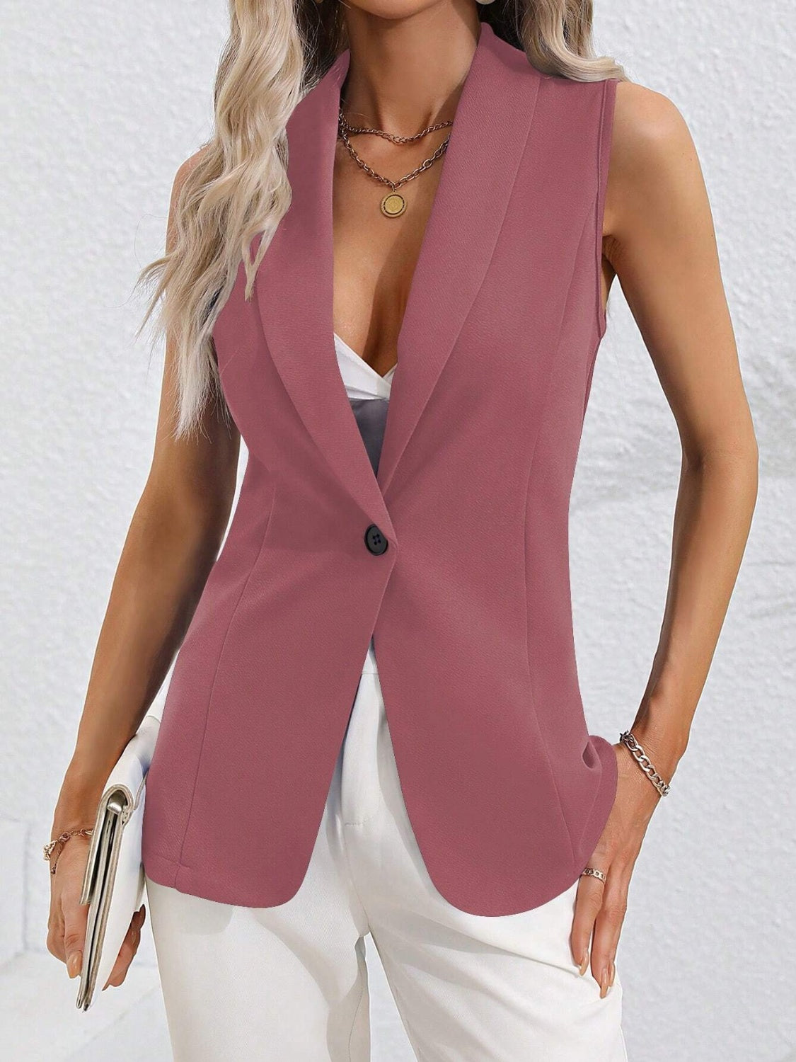 Collared Neck Jacket Vest