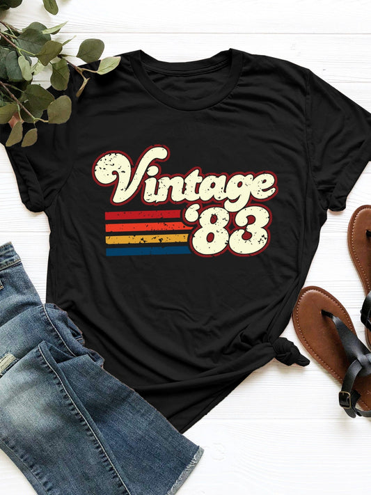 Vintage 83 Round Neck Short Sleeve T-Shirt