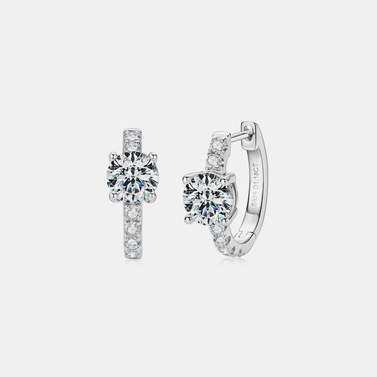 Single 2.36 Carat  Moissanite Hoop Earrings