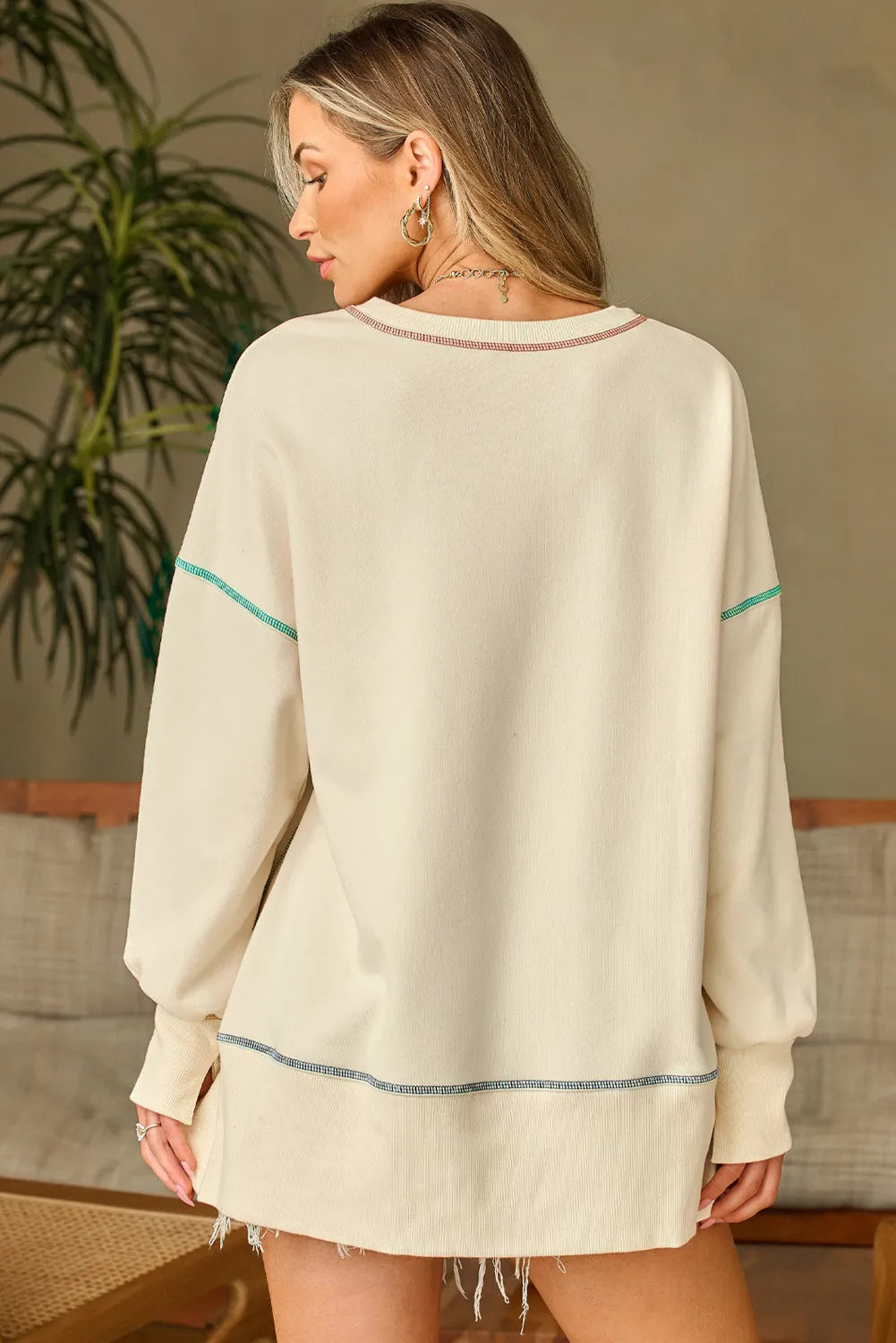 Contrast Round Neck Sweatshirt