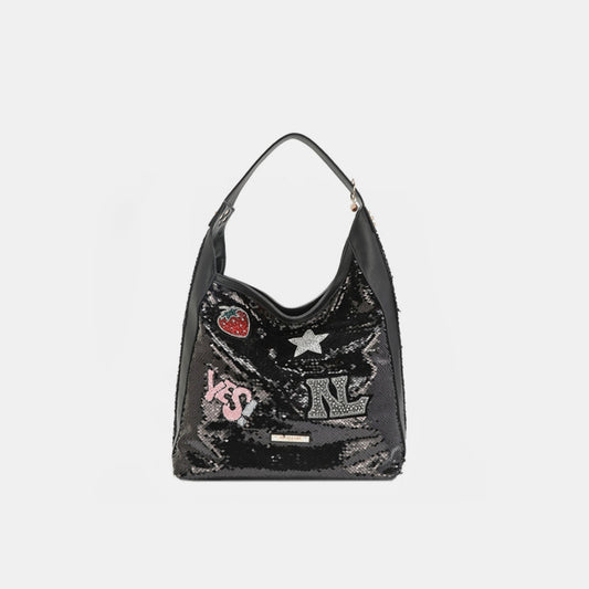 Nicole Lee Sequin Patch Shoulder Bag