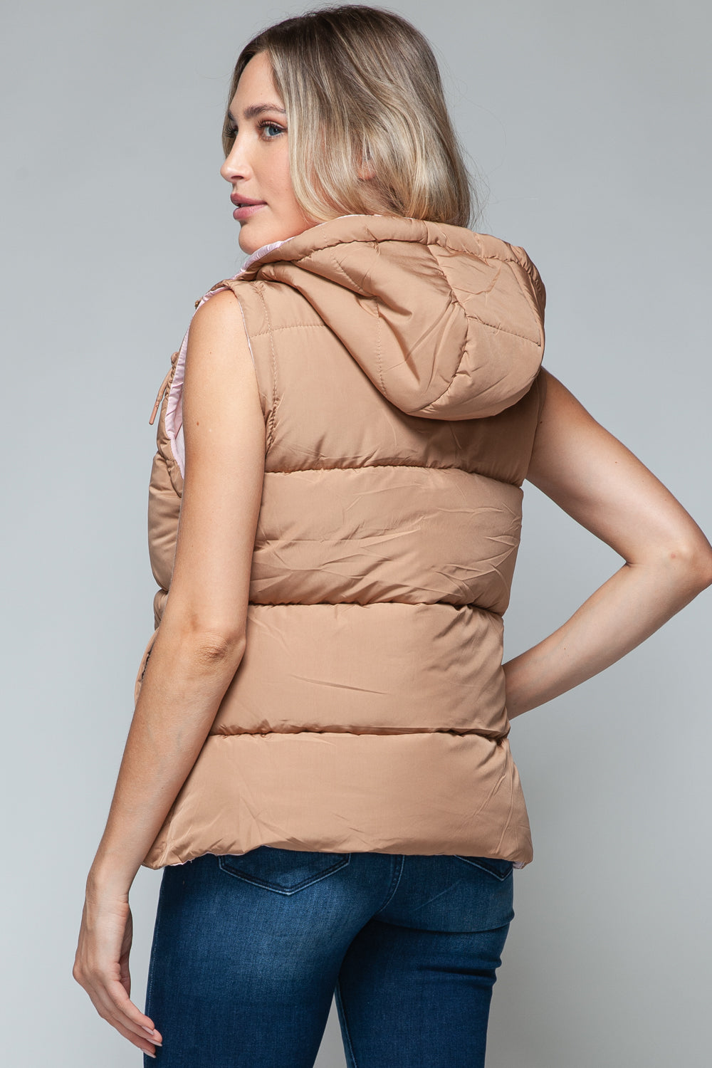 Snap Zip Closure Hooded Vest