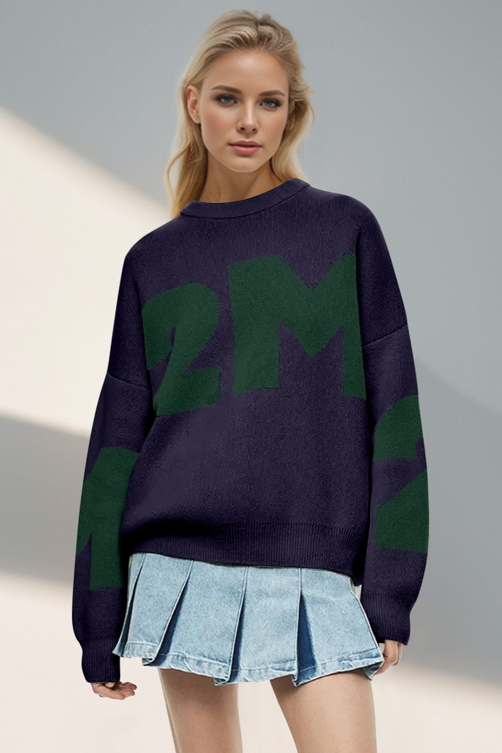 Contrast Round Neck Sweater