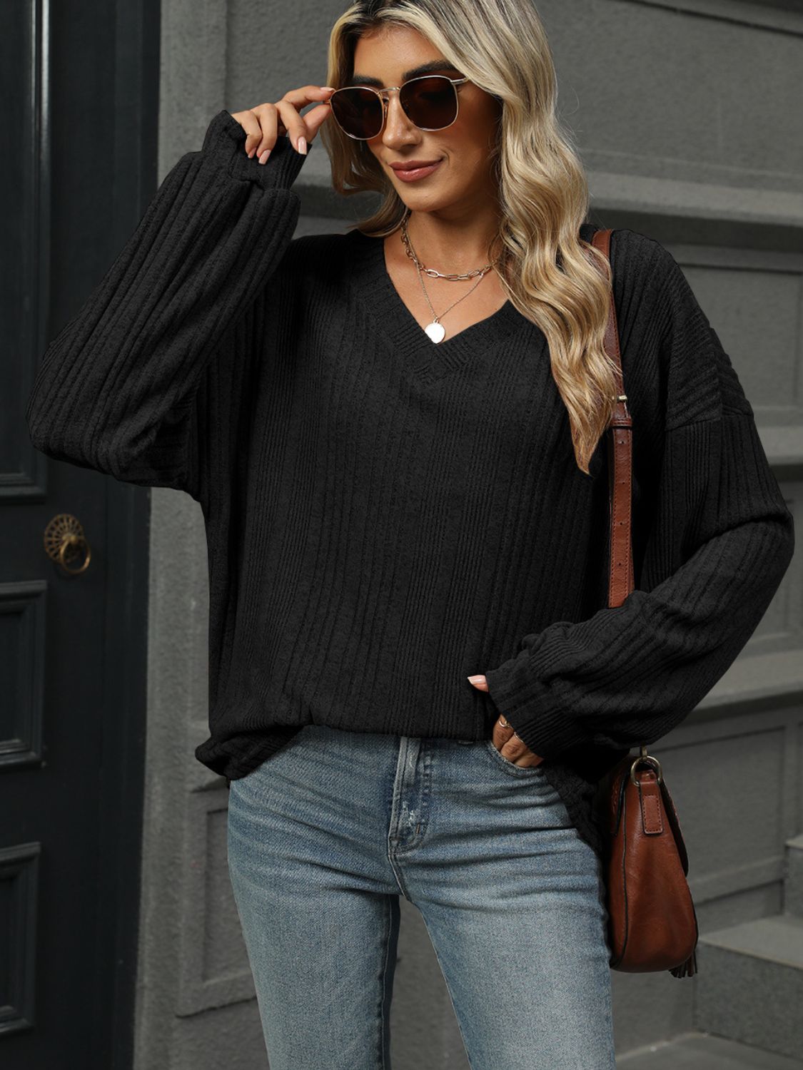 V Neck Long Sleeve Shirt