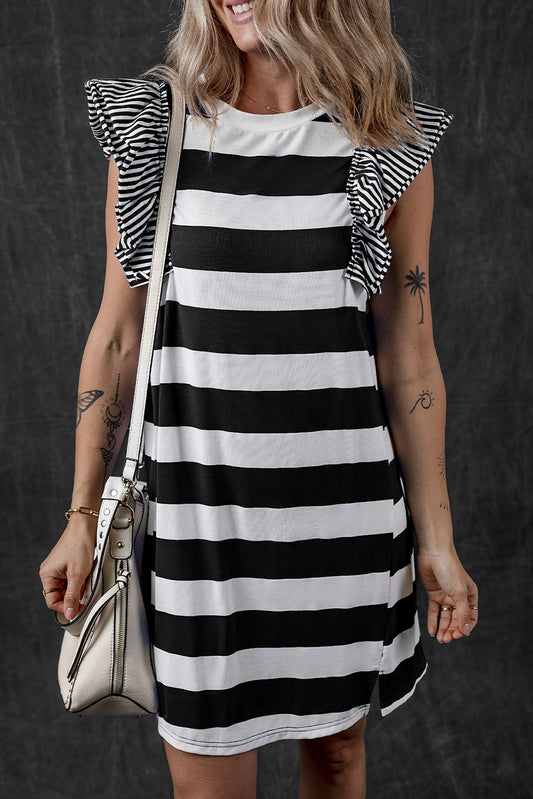 Stripe Cap Sleeve Mini Dress