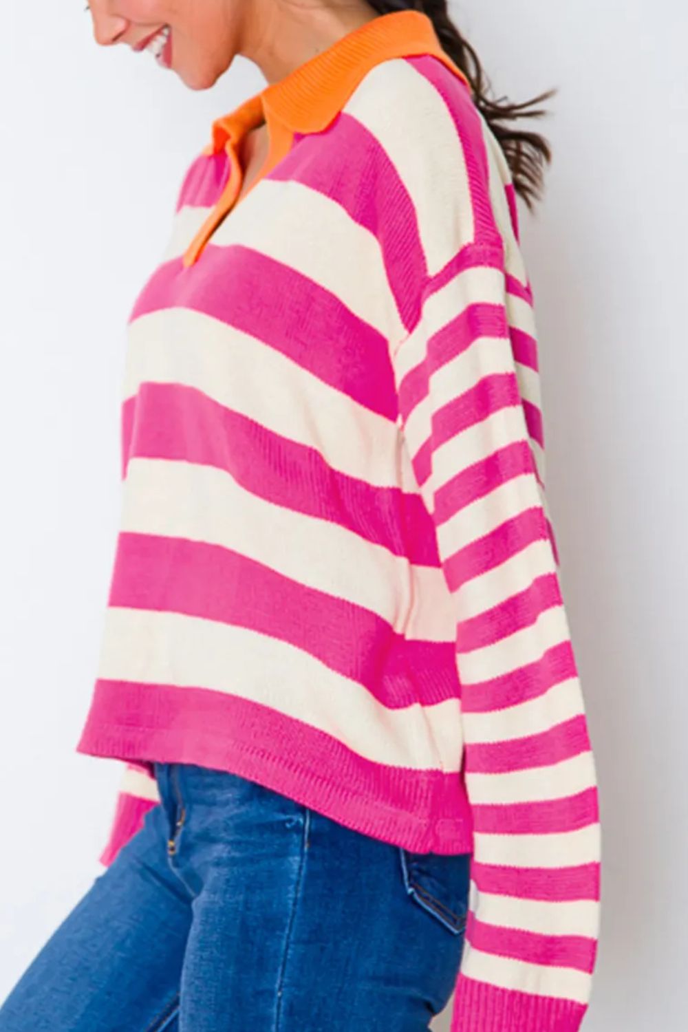 Contrast Stripes Long Sleeve Sweater