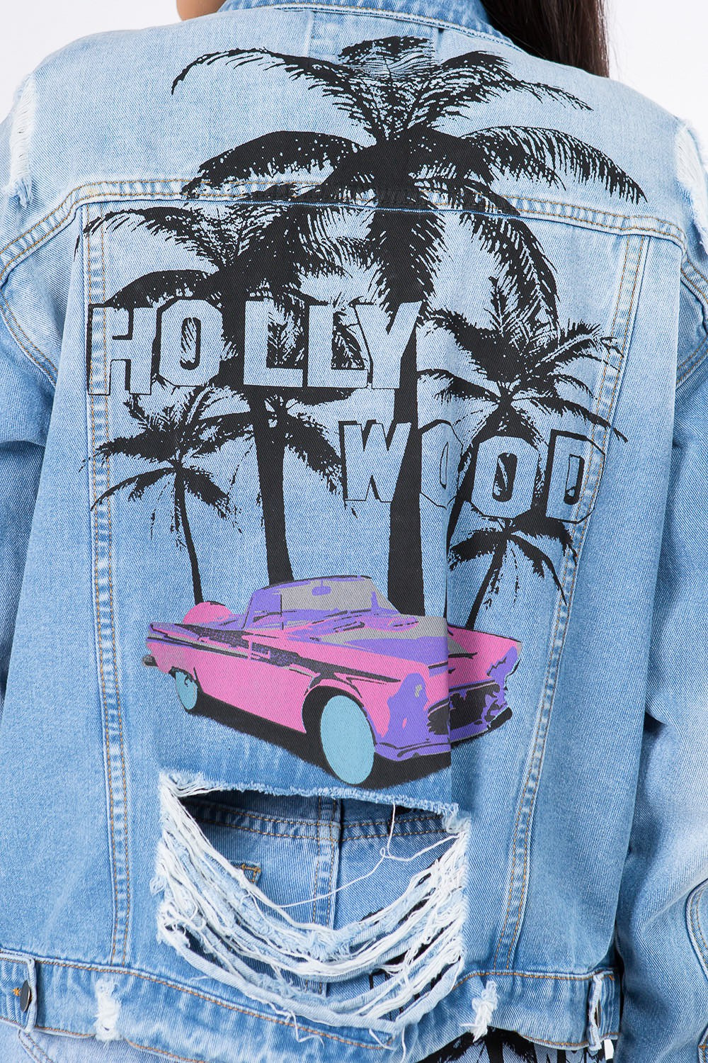 Distressed Long Sleeve Denim Jacket