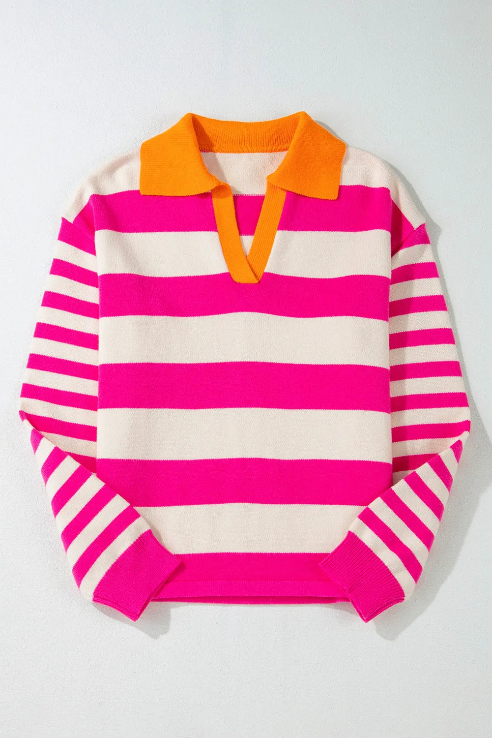 Contrast Stripes Long Sleeve Sweater