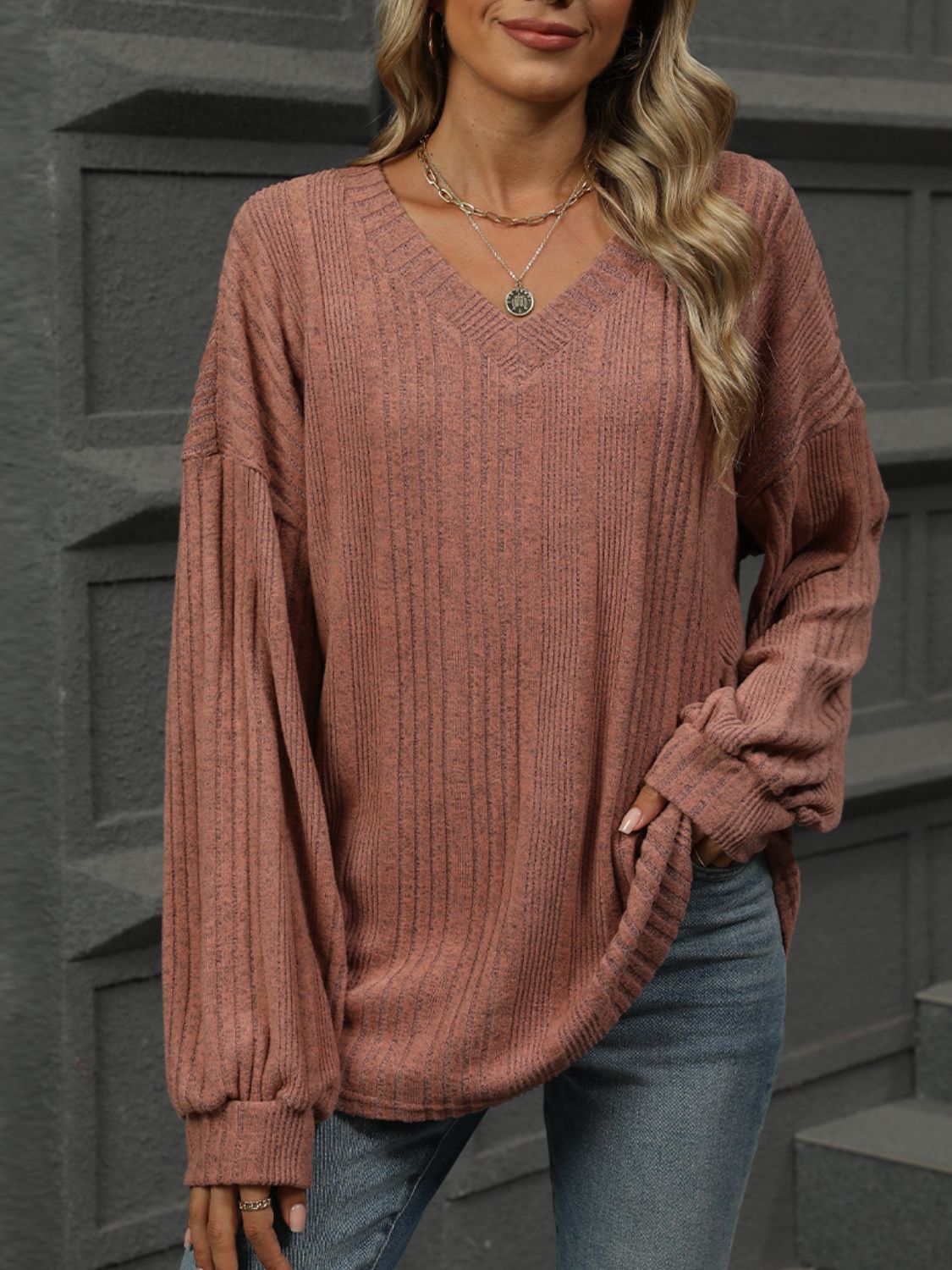 V Neck Long Sleeve Shirt