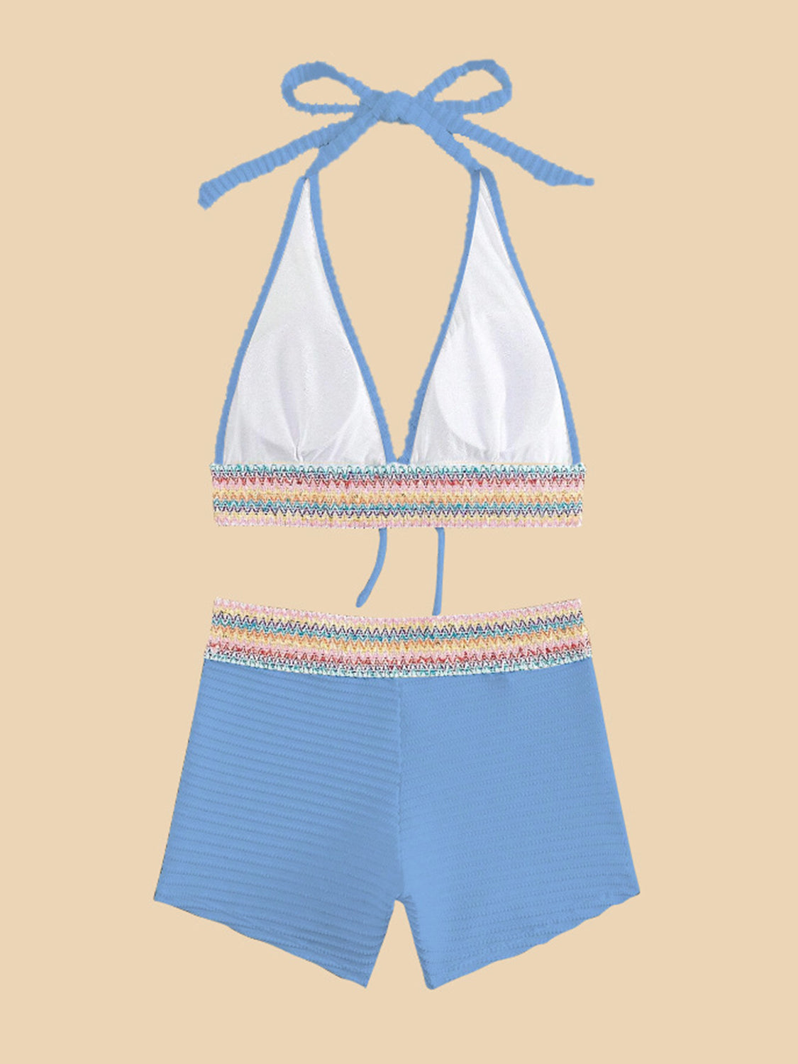 Texture Halter Neck Two Piece Swim Set