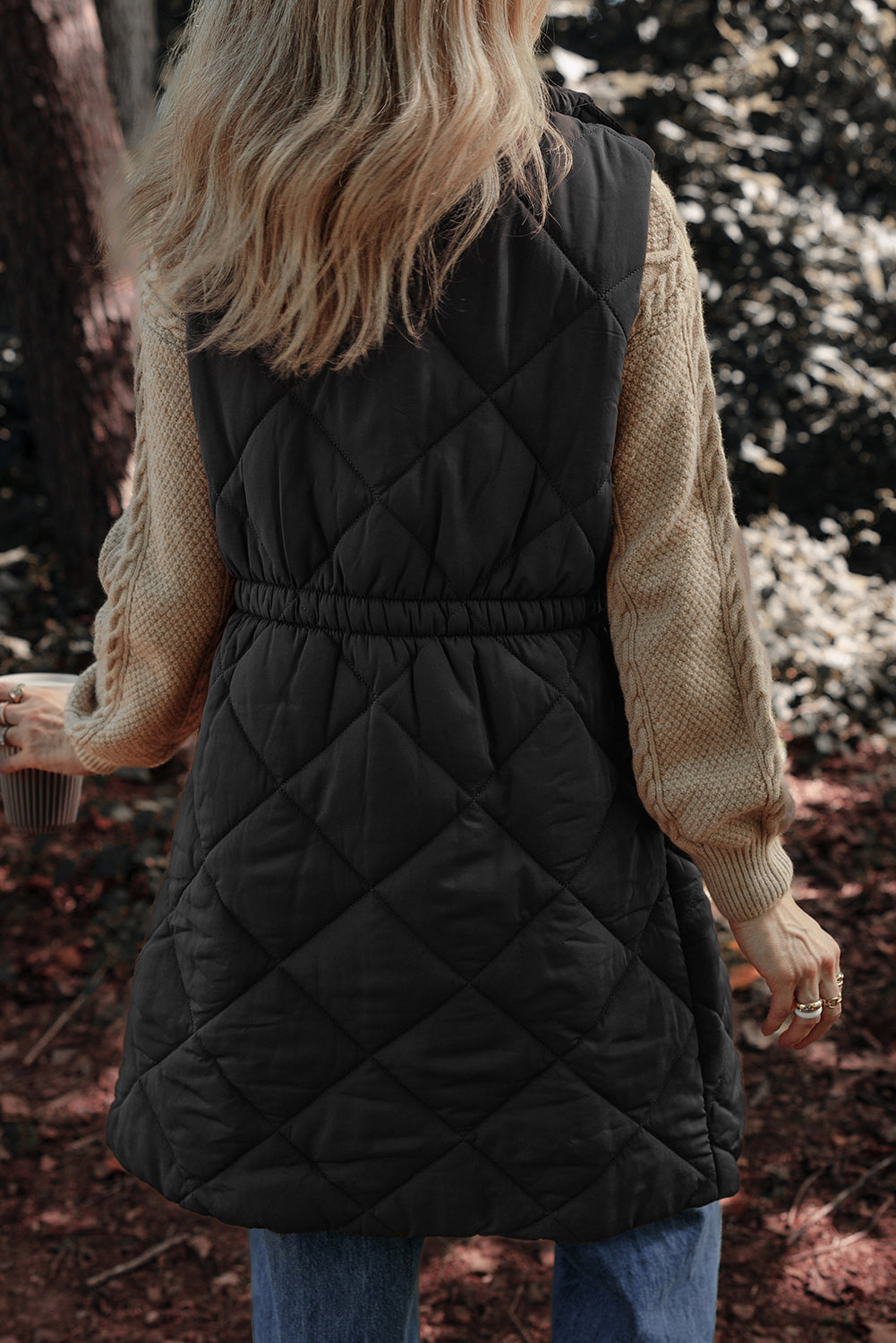 Puffer Zipper Button Vest Coat