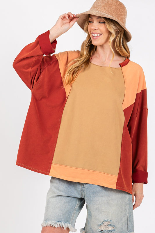 Mineral Wash Color Block Shirt