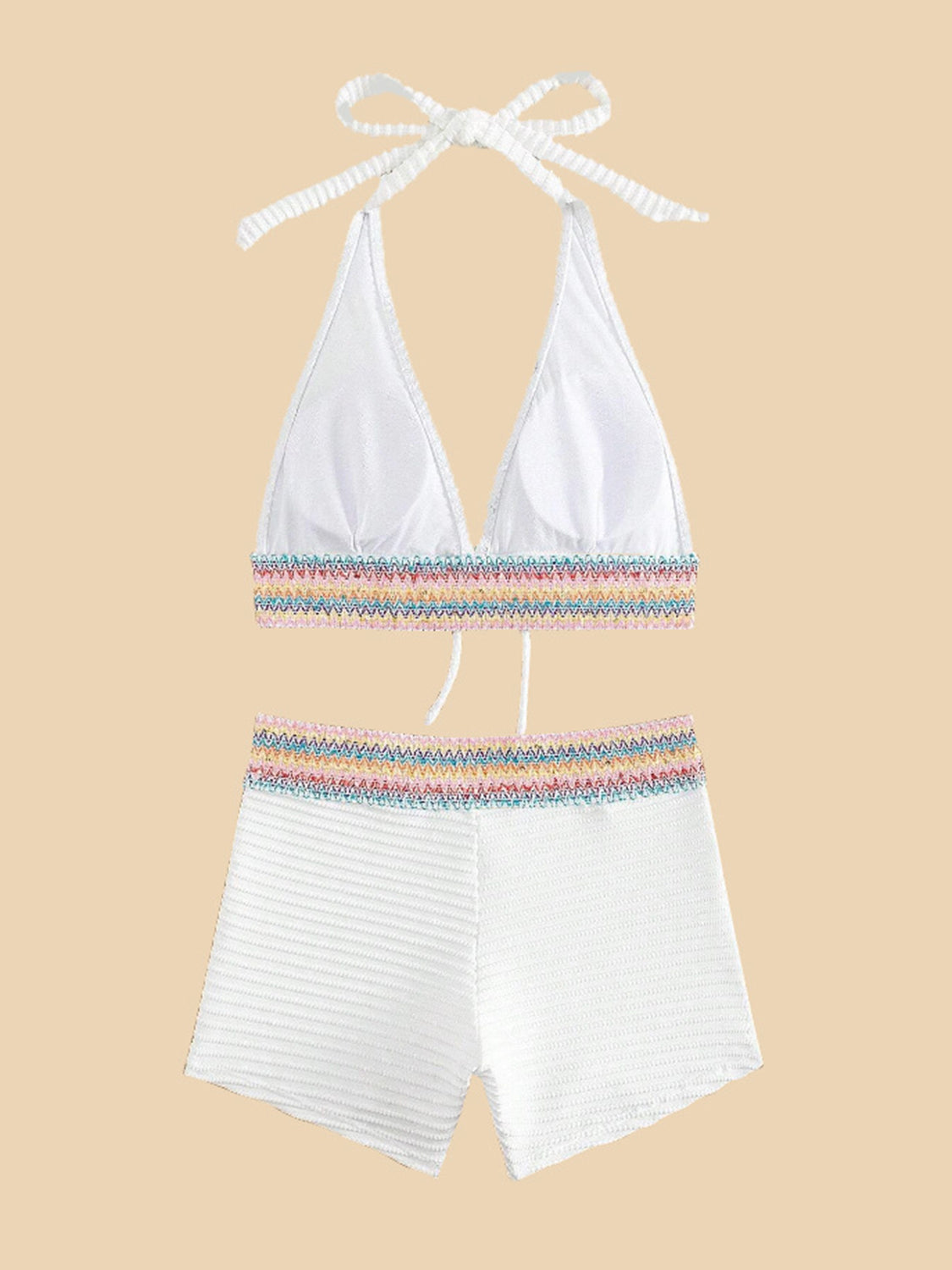 Texture Halter Neck Two Piece Swim Set