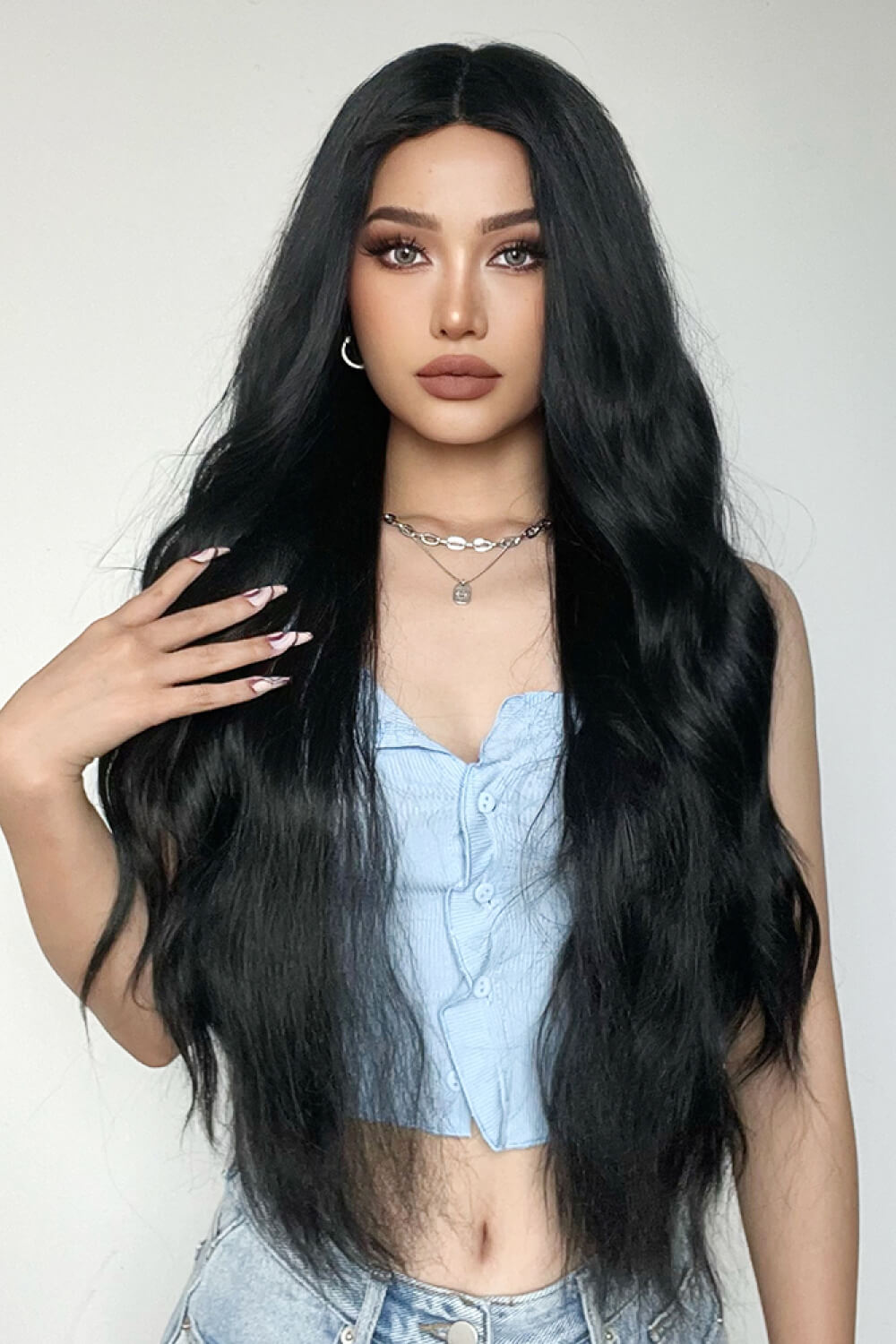 Natural Full Long Wave Synthetic Wigs 28''