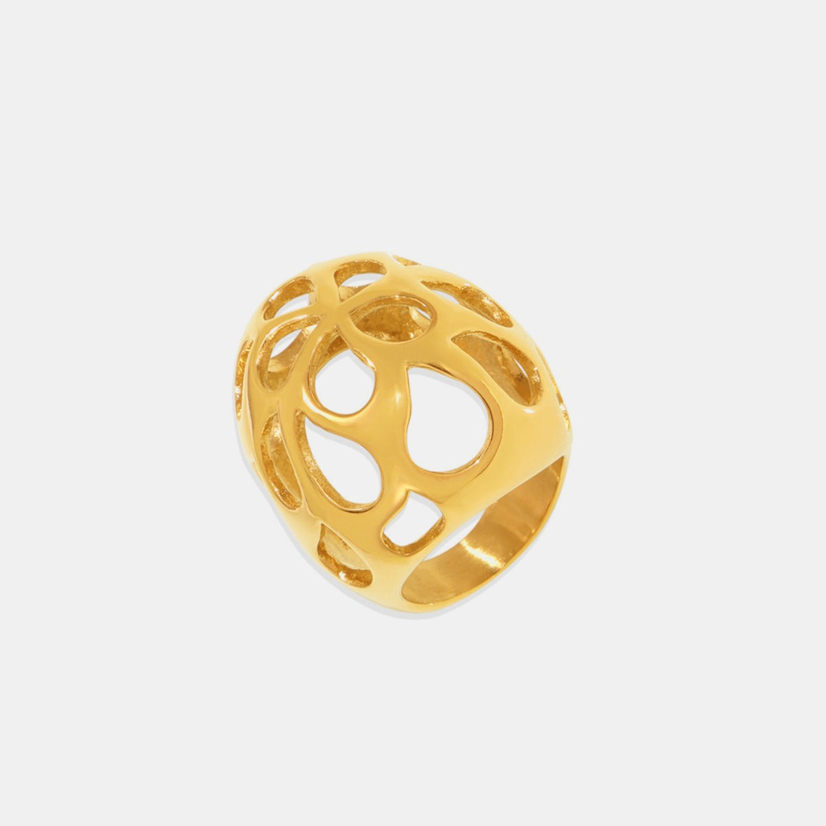 Cutout Stainless Steel 18K Gold Plated Ring