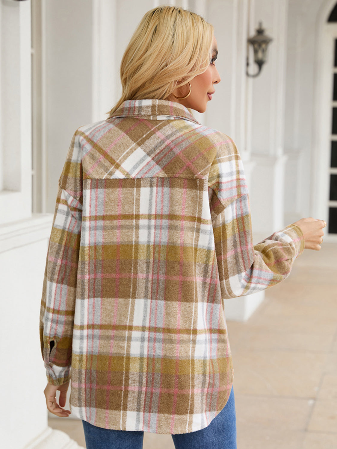 Plaid Collared Neck Jacket