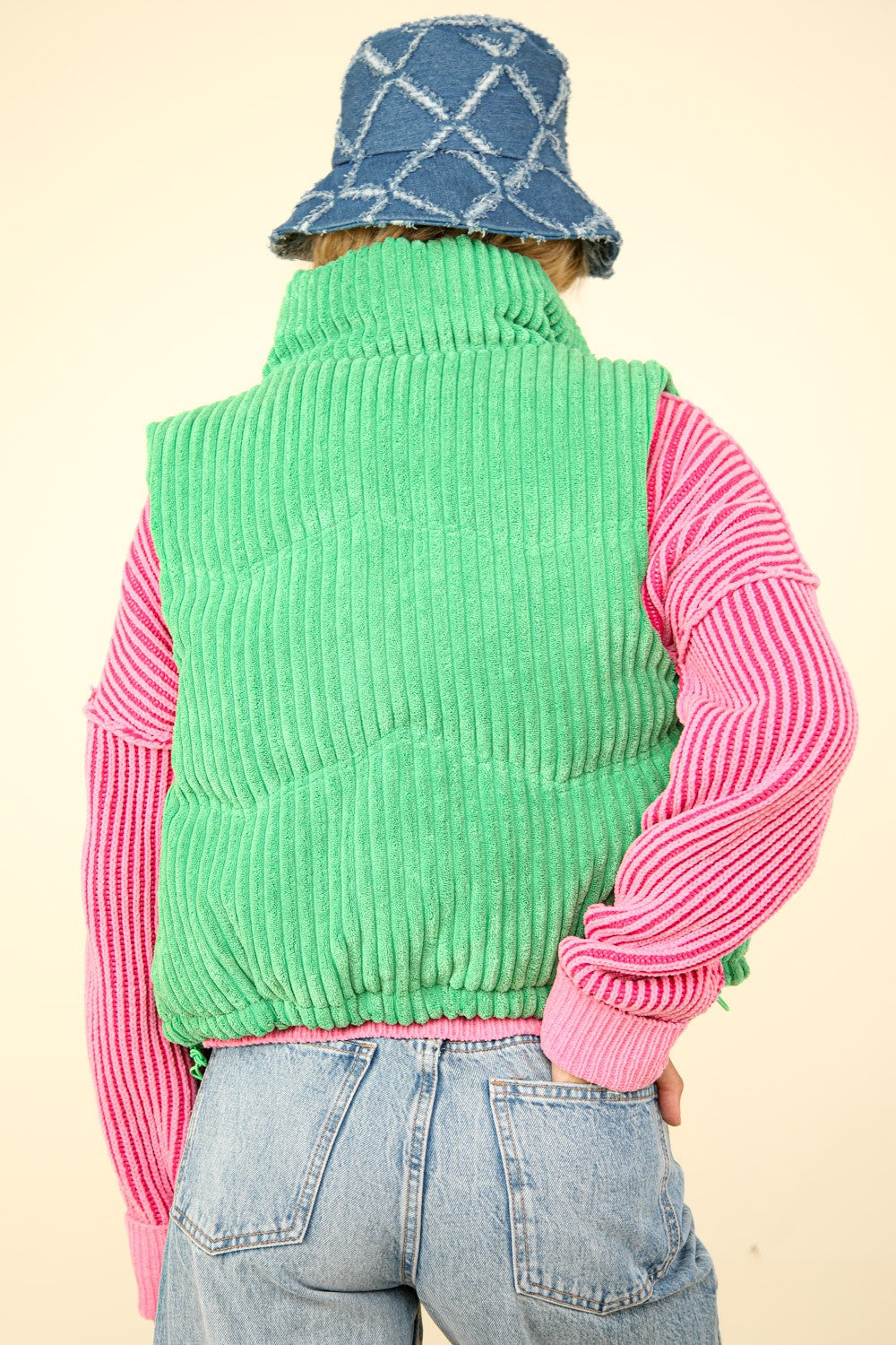 Zip Up Padded Corduroy Puffer Vest