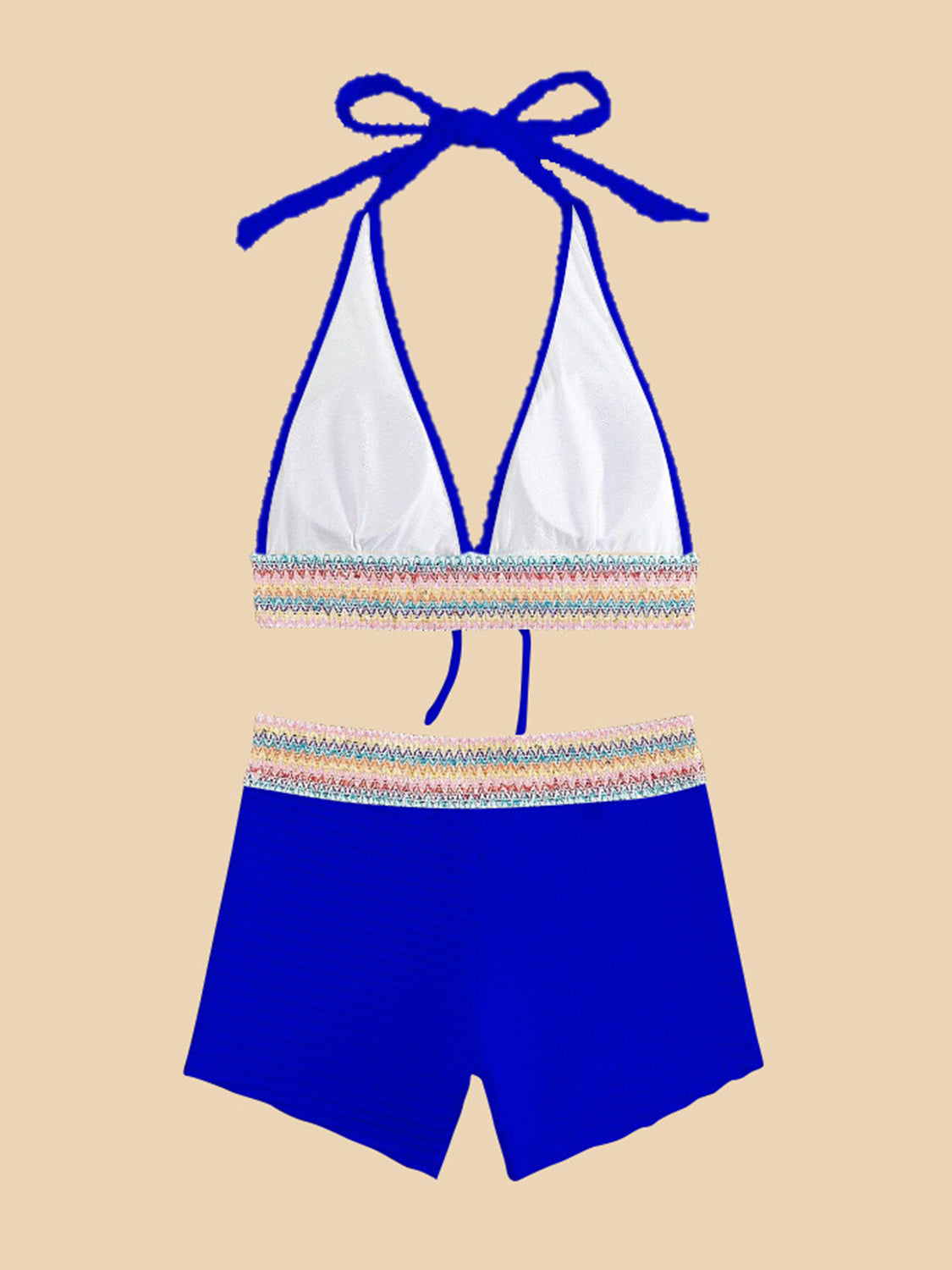 Texture Halter Neck Two Piece Swim Set