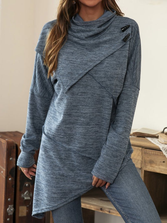 Hem Neck Long Sleeve Shirt