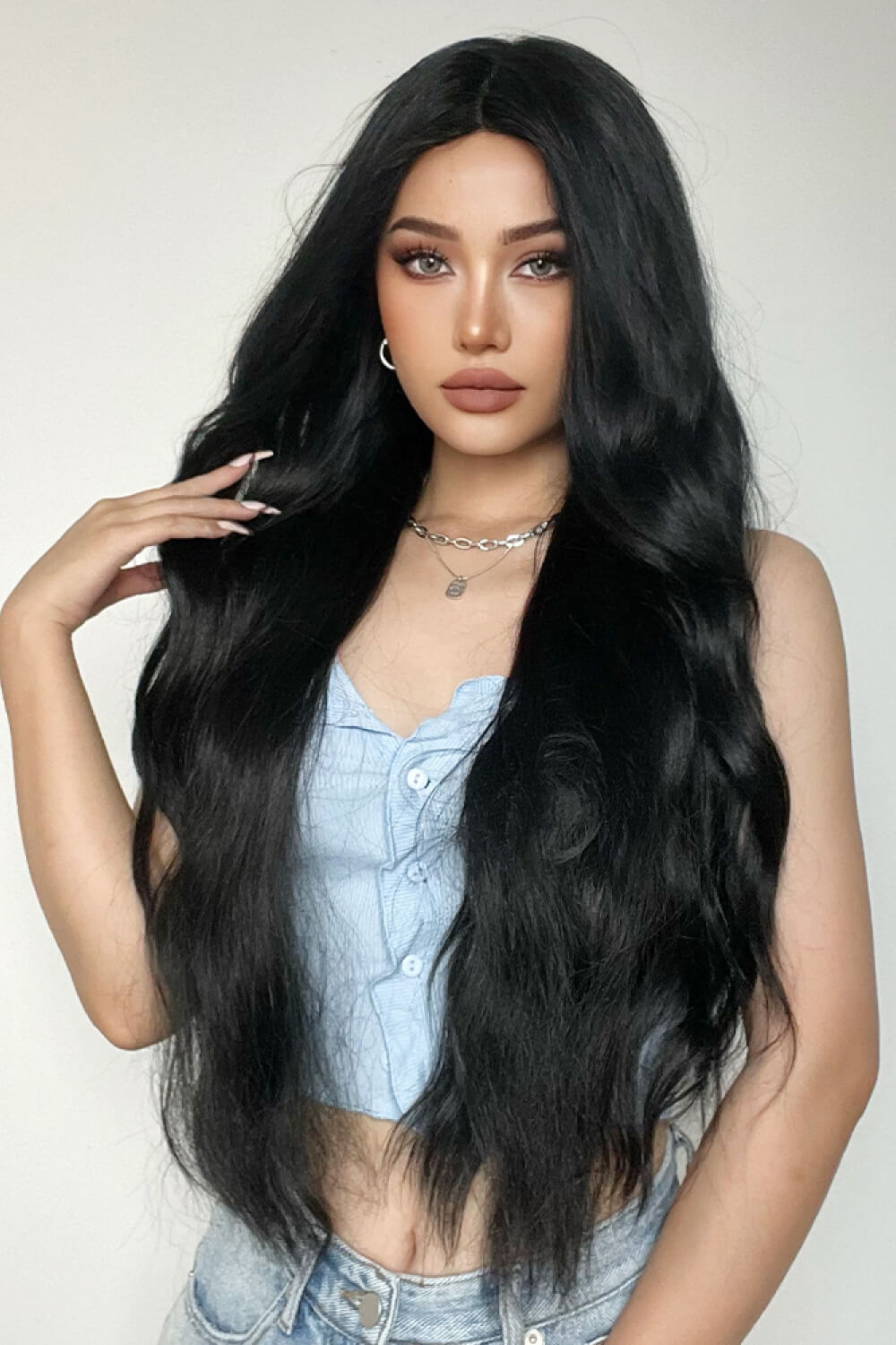 Natural Full Long Wave Synthetic Wigs 28''