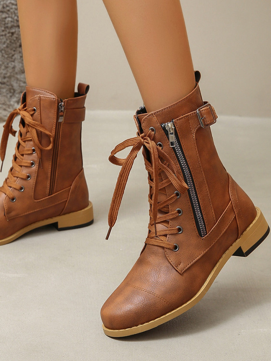 Lace Up Leather Boots