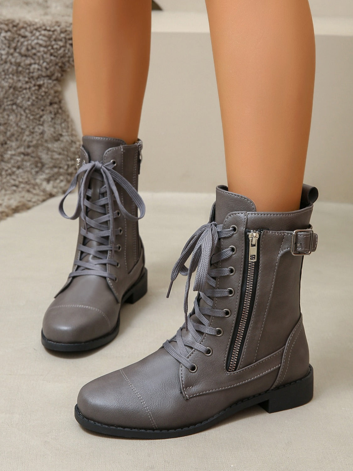 Lace Up Leather Boots