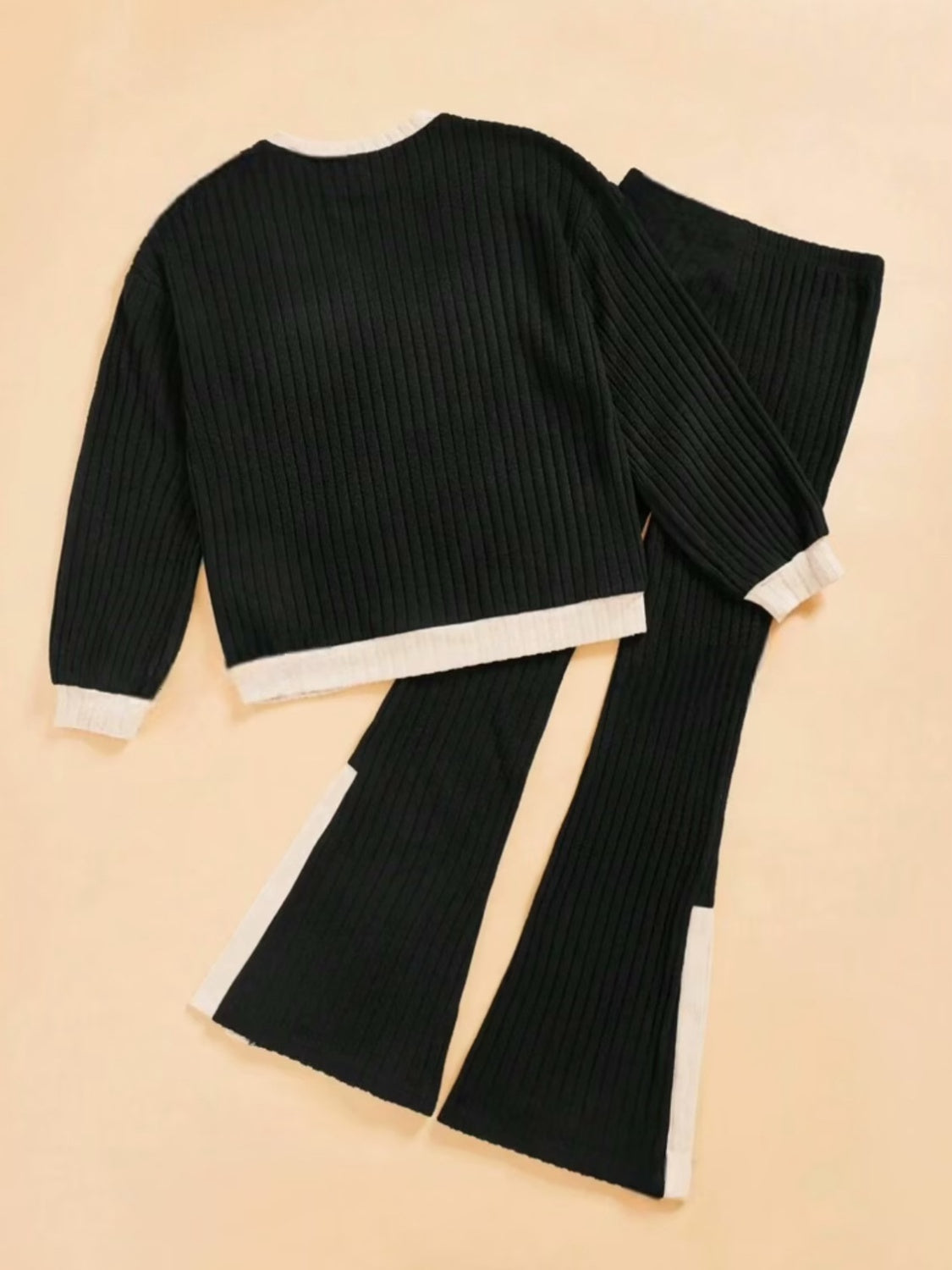 Contrast Long Sleeve Top and Pants Set