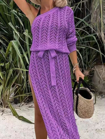 Slit Single Shoulder Knit Dress