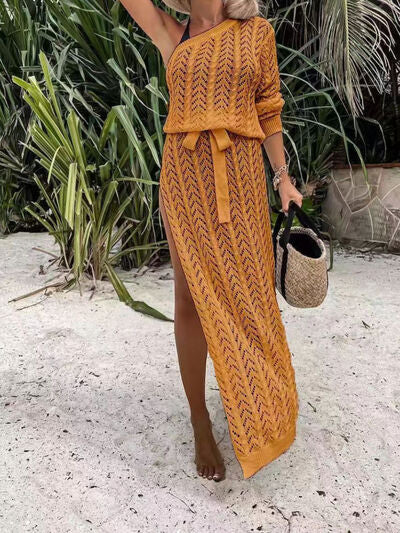 Slit Single Shoulder Knit Dress