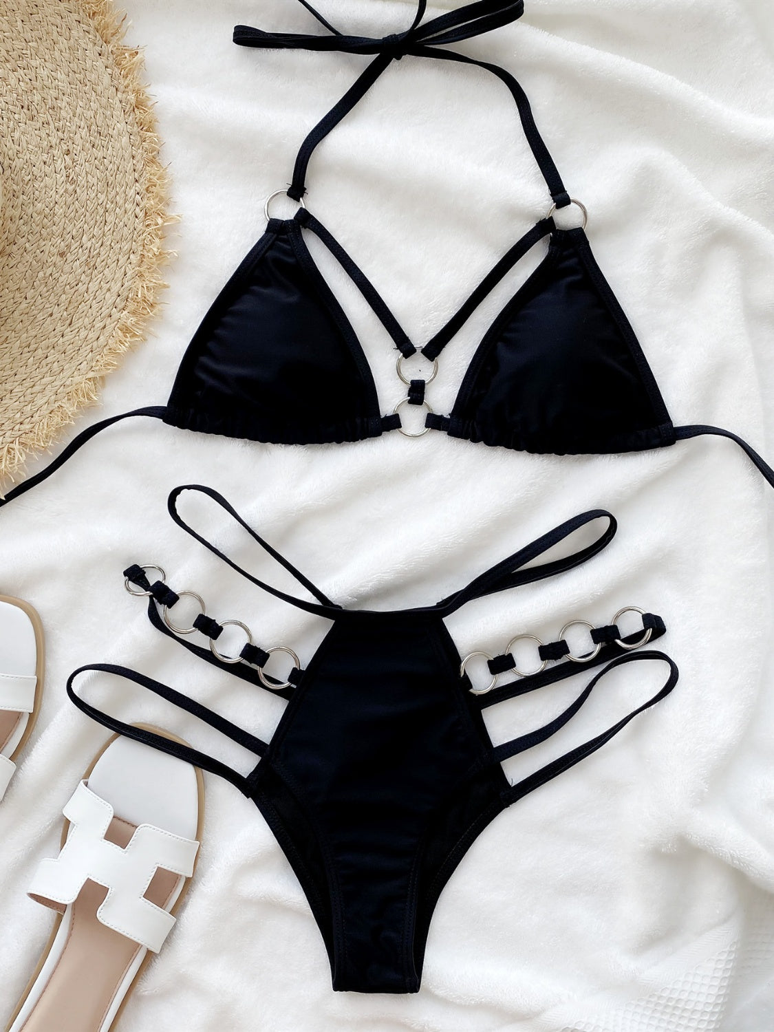 Cutout Halter Neck Two Piece Bikini Set