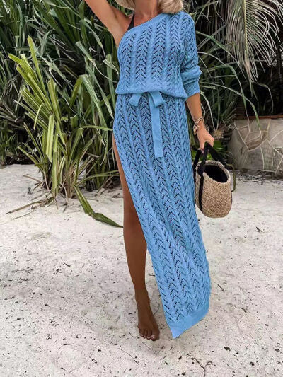 Slit Single Shoulder Knit Dress