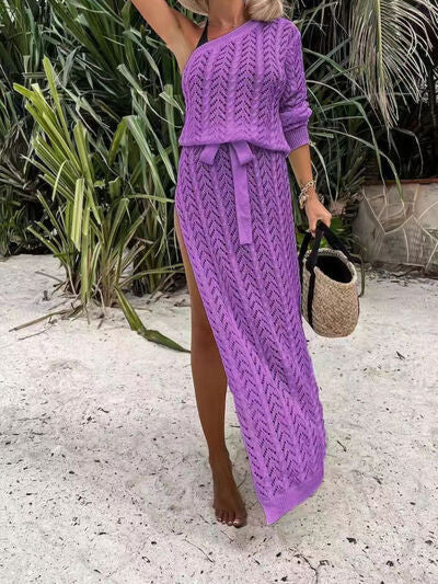 Slit Single Shoulder Knit Dress